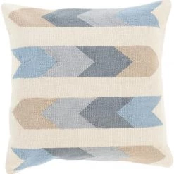 SURYA ARIZONA ARROWS KILIM PILLOW: DENIM, KHAKI