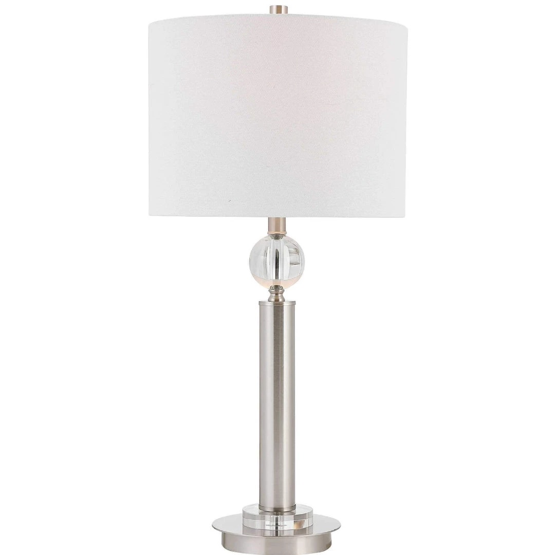 SALT CLARA BRUSHED NICKEL PILLAR LAMP 1 SALT CLARA BRUSHED NICKEL PILLAR LAMP