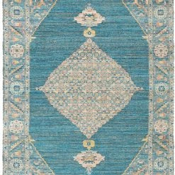 SURYA CLARA PRINTED JUTE RUG: BLUE MULTI