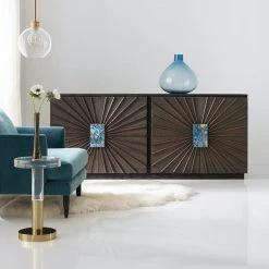 HOOKER CLIO ANTIQUE BRONZE METAL CLAD CREDENZA