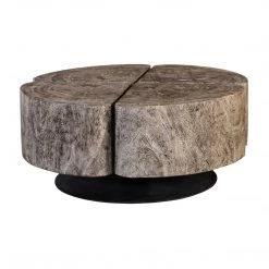 PHILLIPS COLLECTION CLOVER ROUND GREY STONE COFFEE TABLE Furniture