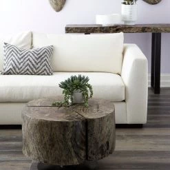 PHILLIPS COLLECTION CLOVER ROUND GREY STONE COFFEE TABLE Furniture