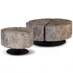 PHILLIPS COLLECTION CLOVER ROUND GREY STONE COFFEE TABLE Furniture
