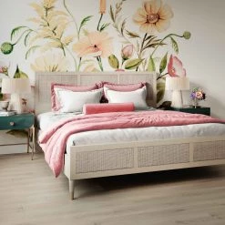 TOV Furniture COCO ALMOND CANE PANEL BED