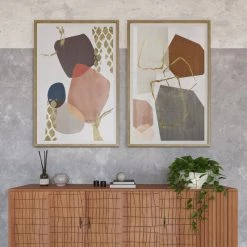 MOES "SPECULATE" GOLD EMBELLISHED GLASS FRAMED ABSTRACT PRINT 11 MOES