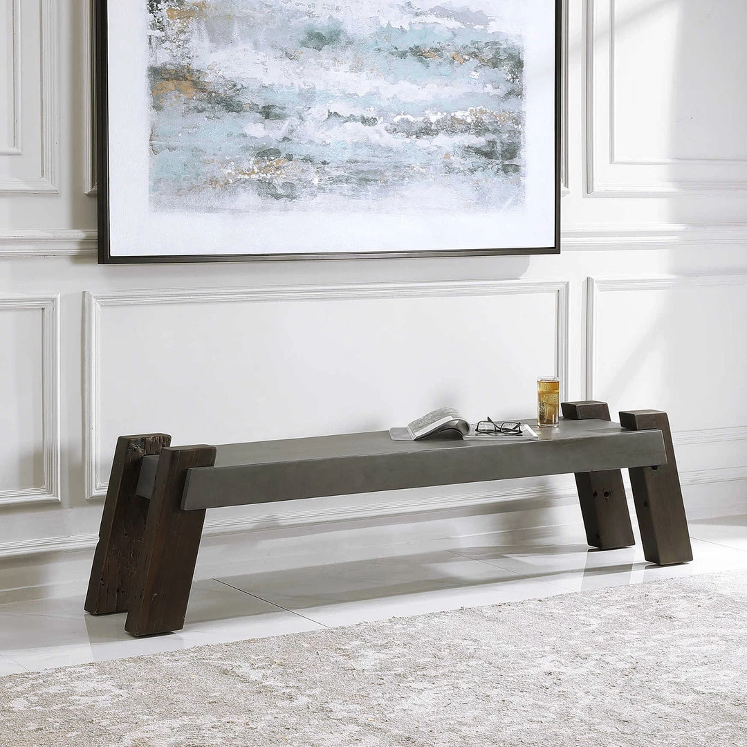 UTTERMOST CONCRETE ARCHITECT BENCH Furniture 4 UTTERMOST CONCRETE ARCHITECT BENCH Furniture