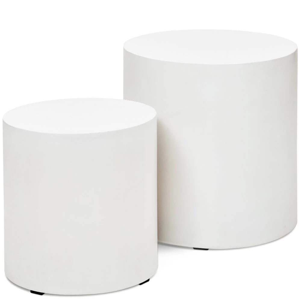 URBIA Living Room CONCRETE PEDESTAL TABLES | SET OF 2