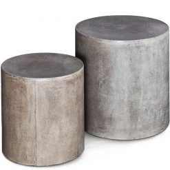 URBIA Living Room CONCRETE PEDESTAL TABLES | SET OF 2