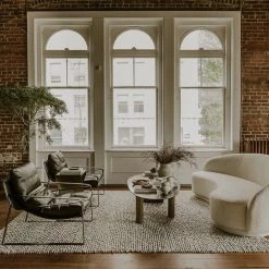 MOES CONNOR ONYX BLACK LEATHER SLING CHAIR