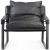 MOES CONNOR ONYX BLACK LEATHER SLING CHAIR