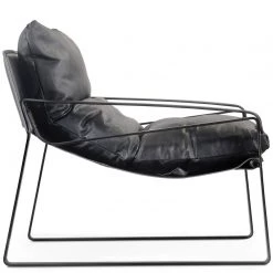 MOES CONNOR ONYX BLACK LEATHER SLING CHAIR