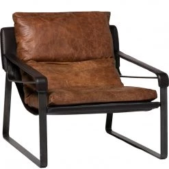 MOES CONNOR OPEN ROAD BROWN LEATHER SLING CHAIR Living Room