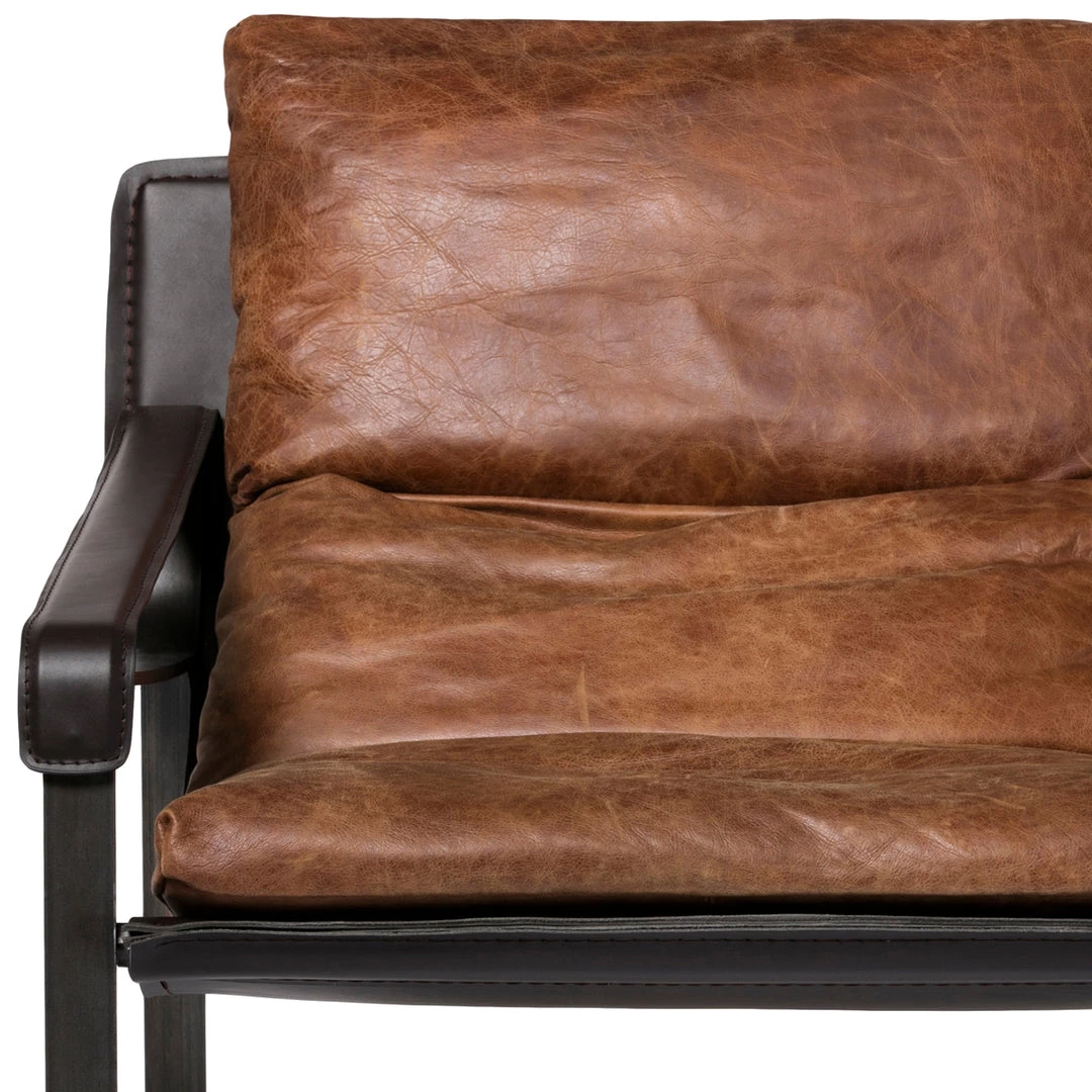MOES CONNOR OPEN ROAD BROWN LEATHER SLING CHAIR Living Room 5 MOES CONNOR OPEN ROAD BROWN LEATHER SLING CHAIR Living Room