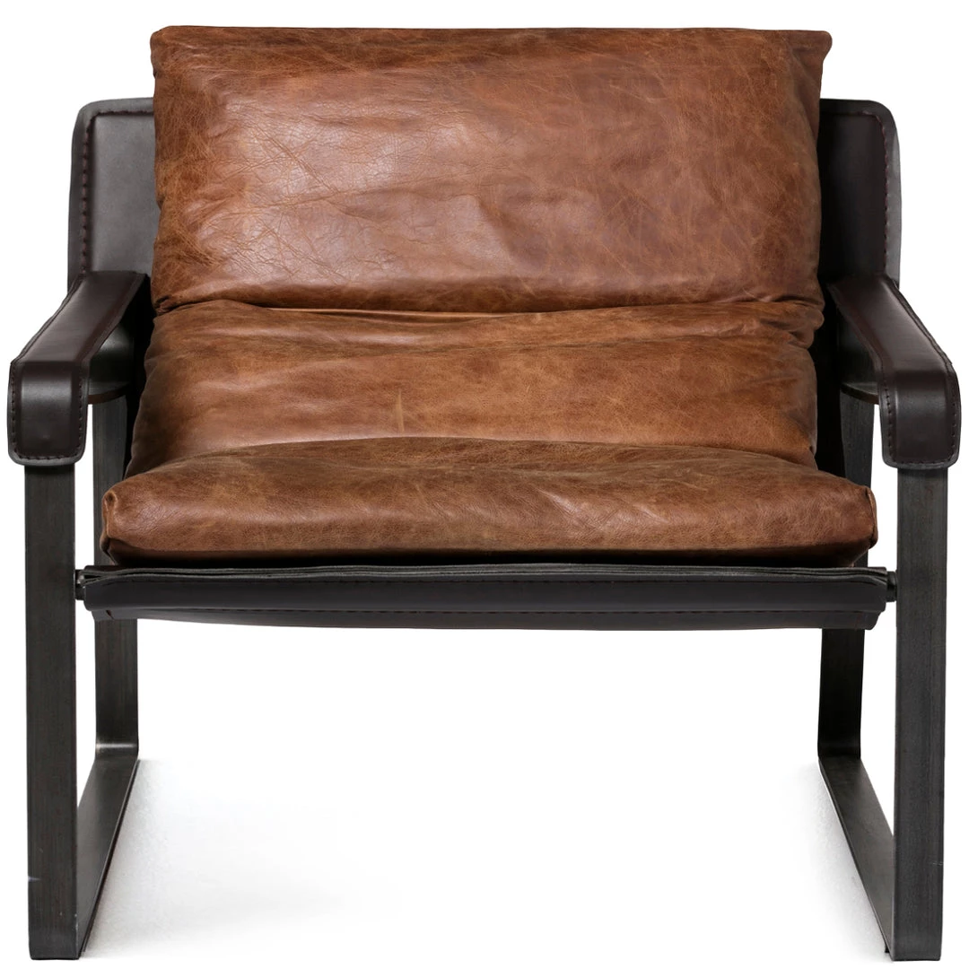MOES CONNOR OPEN ROAD BROWN LEATHER SLING CHAIR Living Room 1 MOES CONNOR OPEN ROAD BROWN LEATHER SLING CHAIR Living Room