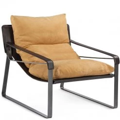 MOES Living Room CONNOR SUNBAKED TAN LEATHER SLING CHAIR