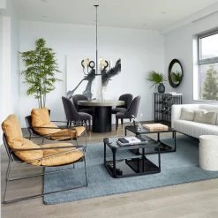 MOES Living Room CONNOR SUNBAKED TAN LEATHER SLING CHAIR