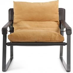 MOES Living Room CONNOR SUNBAKED TAN LEATHER SLING CHAIR