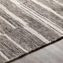 SURYA MAKI WOOL + VISCOSE FLAT RUG: CHARCOAL