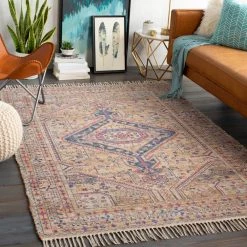 SURYA CORA PRINTED JUTE RUG: CAMEL MULTI