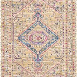 SURYA CORA PRINTED JUTE RUG: CAMEL MULTI