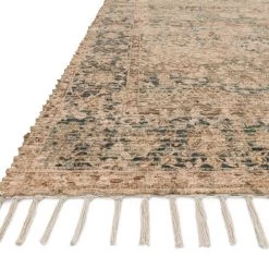 LOLOI CORNELIA PRINTED JUTE + CHENILLE RUG: NATURAL, GREEN