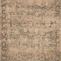 LOLOI CORNELIA PRINTED JUTE + CHENILLE RUG: NATURAL, GREEN