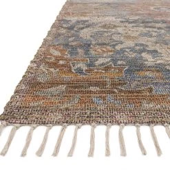 LOLOI CORNELIA PRINTED JUTE + CHENILLE RUG: DENIM, MULTI