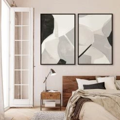 L ART Wall Art "CREAM BEIGE" CANVAS ART DIPTYCH