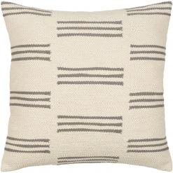 SURYA Pillows + Decor CREAM + GREY OFF-SET STRIPES PILLOW