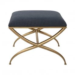 UTTERMOST GOLD CROSSING SMALL BENCH: NAVY
