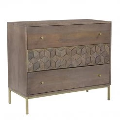 MOES Furniture CUBIC MANGO WOOD + BRASS CHEST