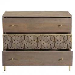 MOES Furniture CUBIC MANGO WOOD + BRASS CHEST