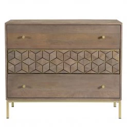 MOES Furniture CUBIC MANGO WOOD + BRASS CHEST