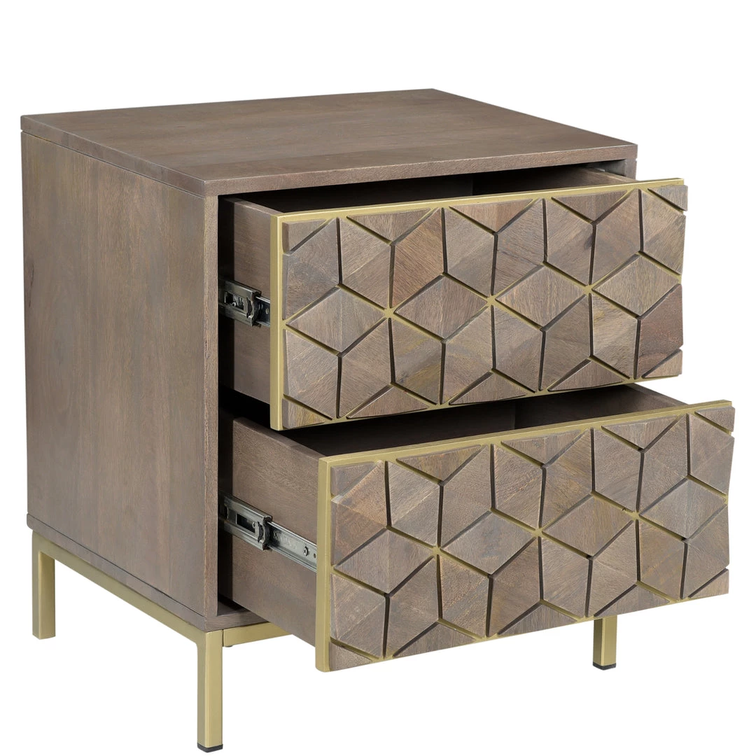 MOES CUBIC MANGO WOOD + BRASS NIGHTSTAND Furniture 2 MOES CUBIC MANGO WOOD + BRASS NIGHTSTAND Furniture