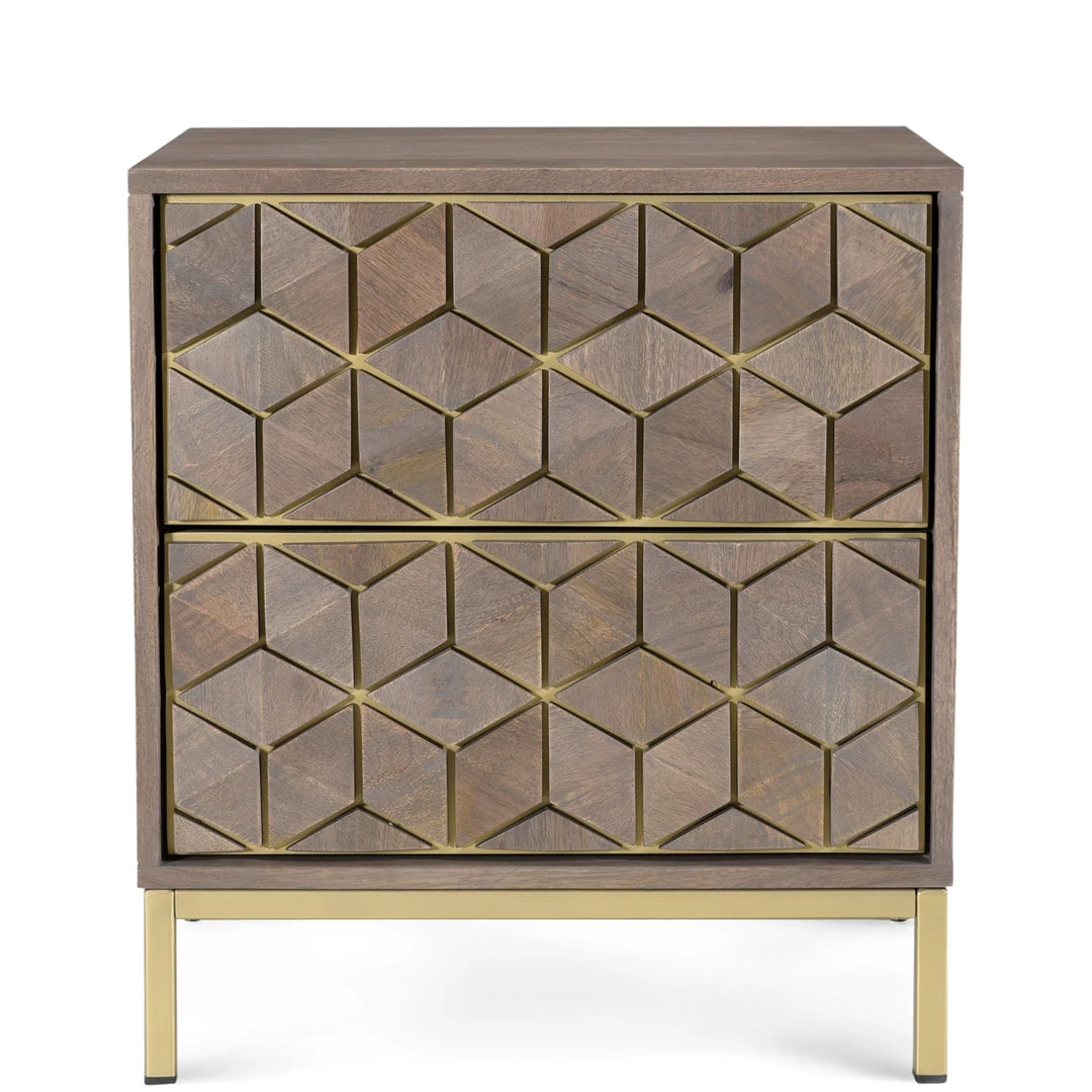 MOES CUBIC MANGO WOOD + BRASS NIGHTSTAND Furniture 1 MOES CUBIC MANGO WOOD + BRASS NIGHTSTAND Furniture