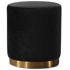 TOV Living Room CYDNEY VELVET OTTOMAN: CREAM