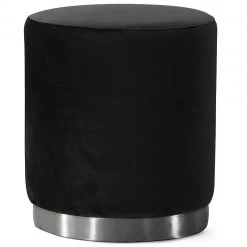 TOV Living Room CYDNEY VELVET OTTOMAN: CREAM