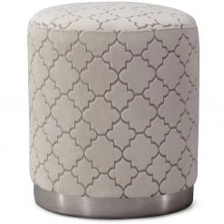 TOV Living Room CYDNEY VELVET OTTOMAN: CREAM