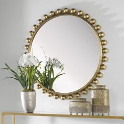 UTTERMOST CYRA 44" ROUND MIRROR: GOLD LEAF Mirrors 10 UTTERMOST CYRA 44