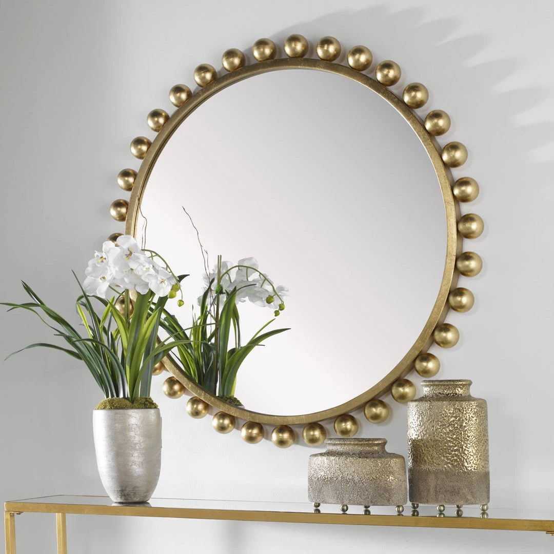 UTTERMOST CYRA 44" ROUND MIRROR: GOLD LEAF Mirrors 4 UTTERMOST CYRA 44" ROUND MIRROR: GOLD LEAF Mirrors