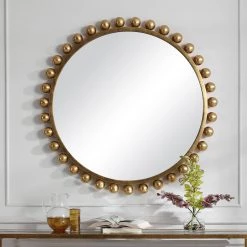UTTERMOST CYRA 44" ROUND MIRROR: GOLD LEAF Mirrors