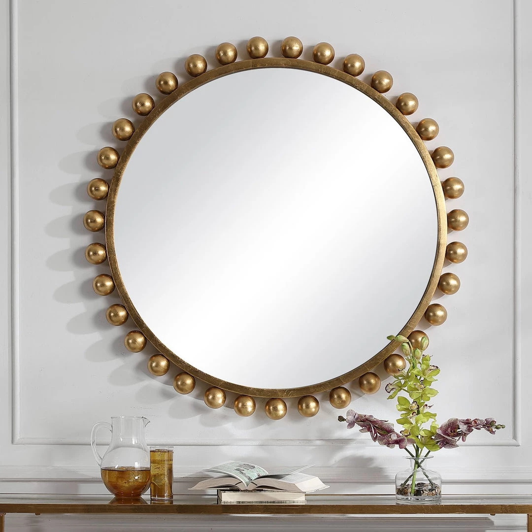 UTTERMOST CYRA 44" ROUND MIRROR: GOLD LEAF Mirrors 2 UTTERMOST CYRA 44" ROUND MIRROR: GOLD LEAF Mirrors