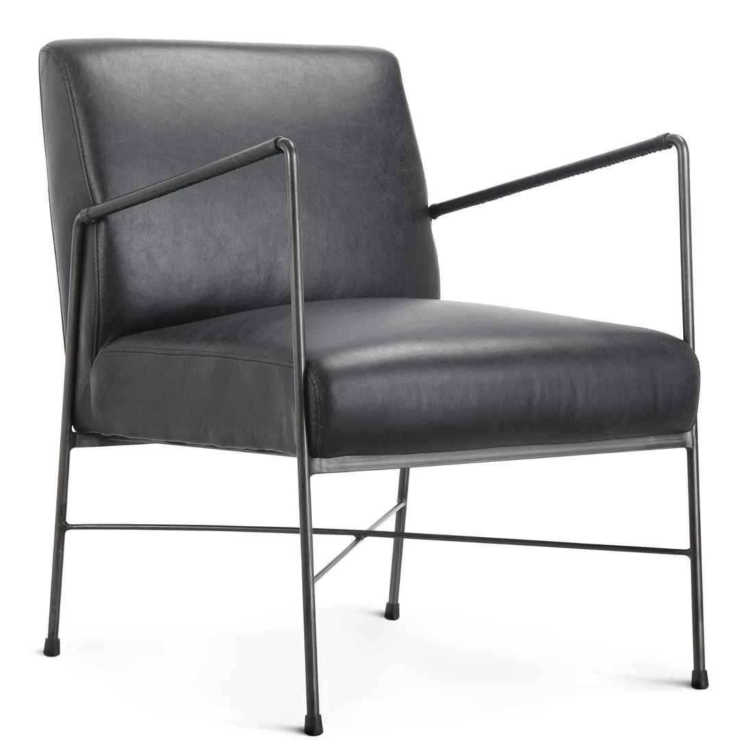 MOES DAGWOOD BLACK LEATHER ARM CHAIR 3 MOES DAGWOOD BLACK LEATHER ARM CHAIR