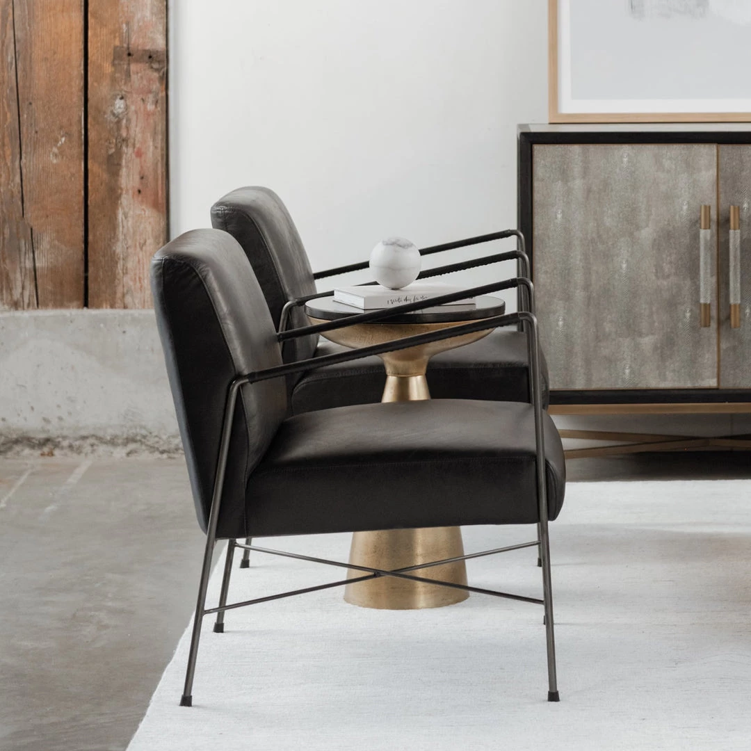 MOES DAGWOOD BLACK LEATHER ARM CHAIR 2 MOES DAGWOOD BLACK LEATHER ARM CHAIR