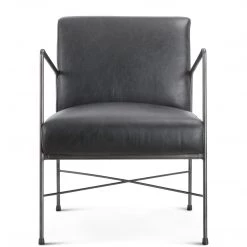 MOES DAGWOOD BLACK LEATHER ARM CHAIR