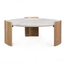 MOES Furniture DALA LIGHT OAK + MARBLE COFFEE TABLE