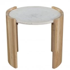 MOES DALA LIGHT OAK + MARBLE SIDE TABLE