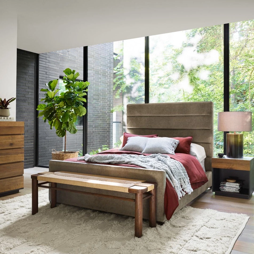 FOUR HANDS DAPHNE SAGE WORN VELVET UPHOLSTERED BED Bedroom 2 FOUR HANDS DAPHNE SAGE WORN VELVET UPHOLSTERED BED Bedroom