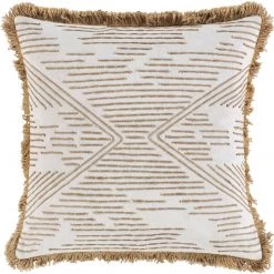 SURYA DEJA JUTE EMBROIDERED FRINGE PILLOW Pillows + Decor