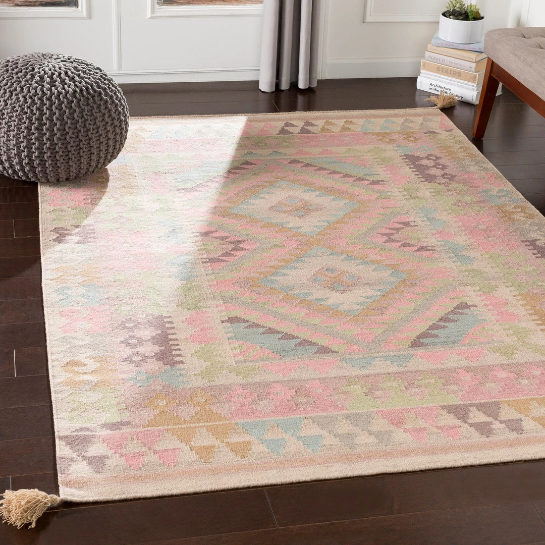 SURYA DEJA KILIM RUG: DUSTY ROSE 2 SURYA DEJA KILIM RUG: DUSTY ROSE